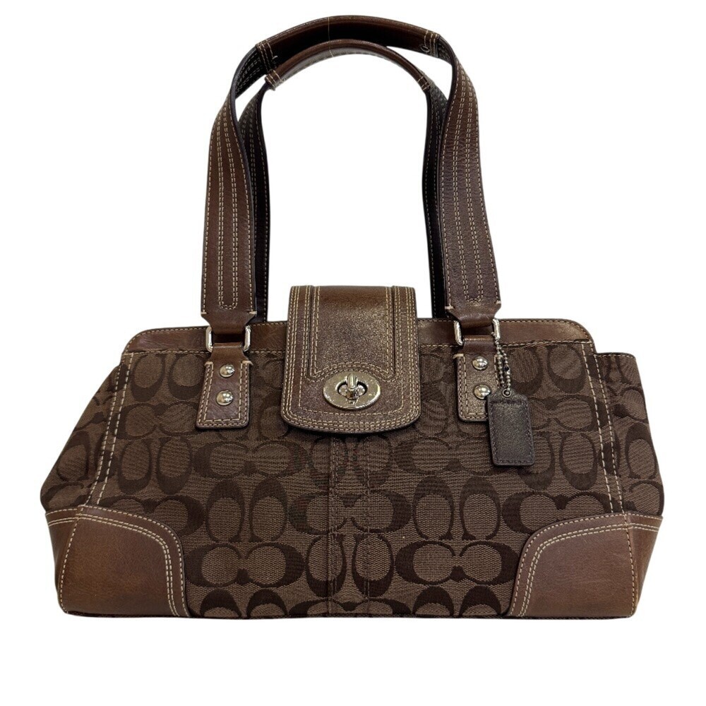 COACH F13975 Signature Canvas Tote Bag, Brown